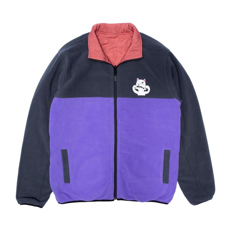 Purple Ripndip Shmoody Polar Fleece Quilted Reversible Jackets | USAOR2499