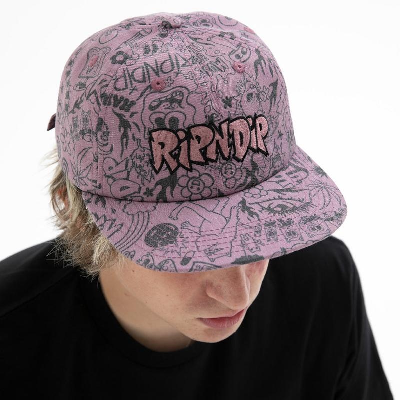 Purple Ripndip We Don't Care 6 Panel Hats | USADN2954