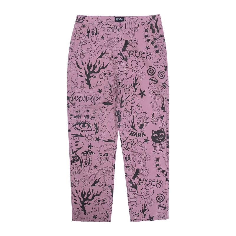 Purple Ripndip We Don\'t Care Twill Pants | USAZG2618