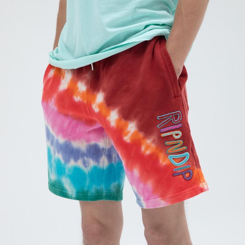 Red Ripndip OG Prisma Embroidered Sweat Shorts | USAXF2804