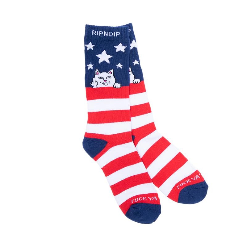 Red / White / Blue Ripndip Fuck Ya Merca Socks | USASO2340