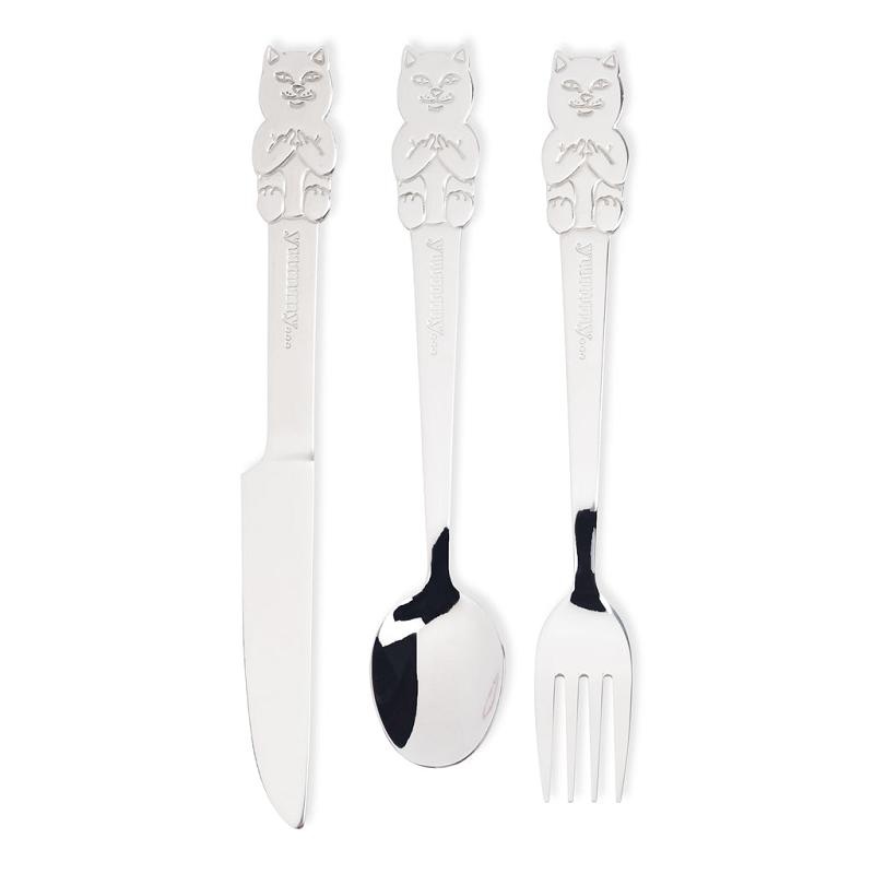 Silver Ripndip Lord Nermal 3 PC Cutlery Set Accessories | USAZG2253