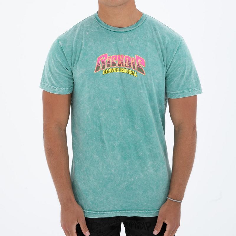 Turquoise Wash Ripndip Heaven And Heck Battle Shirts | USAFM2714