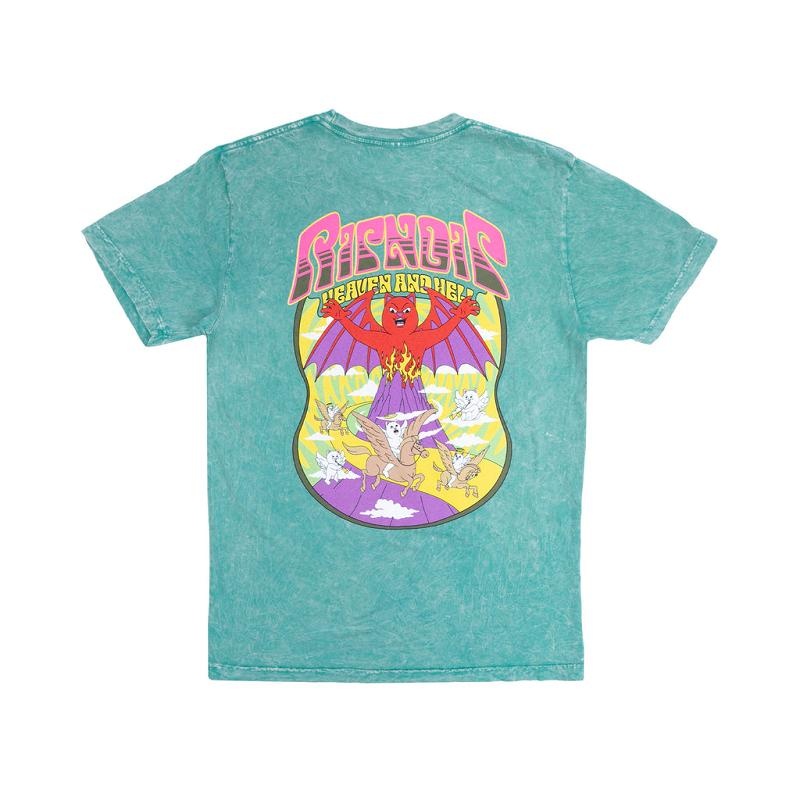 Turquoise Wash Ripndip Heaven And Heck Battle Shirts | USAFM2714