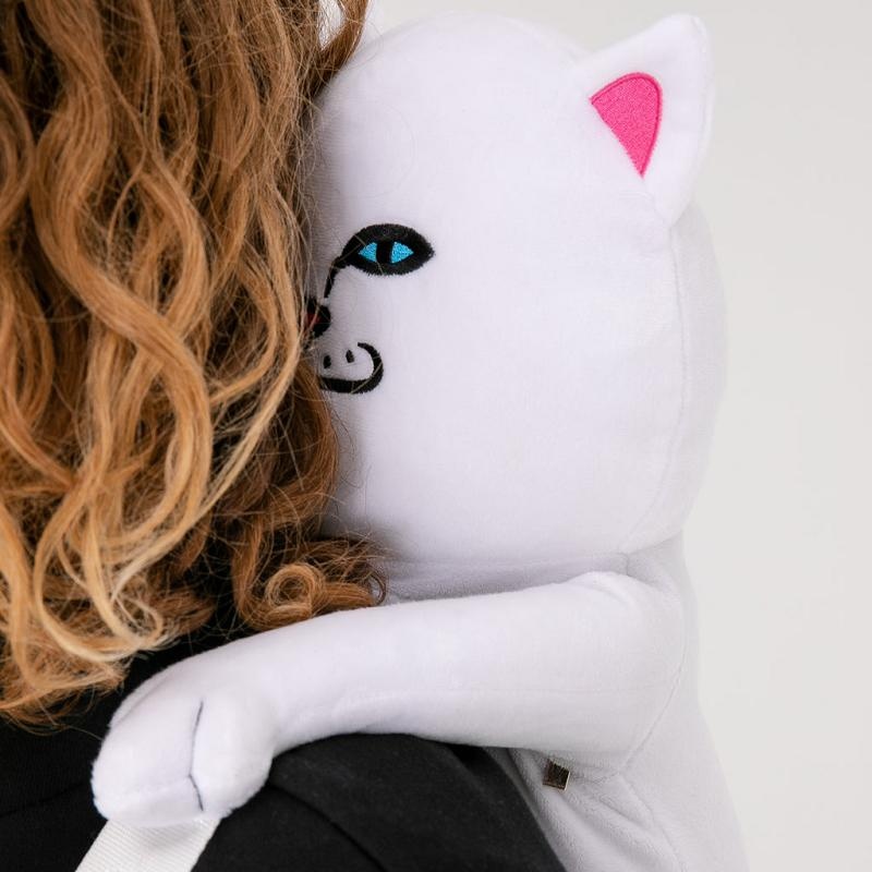 White Ripndip Lord Nermal Plush Backpacks | USACE2255