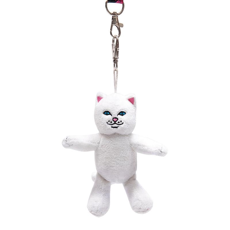 White Ripndip Lord Nermal Plush Keychain Accessories | USAMA2051