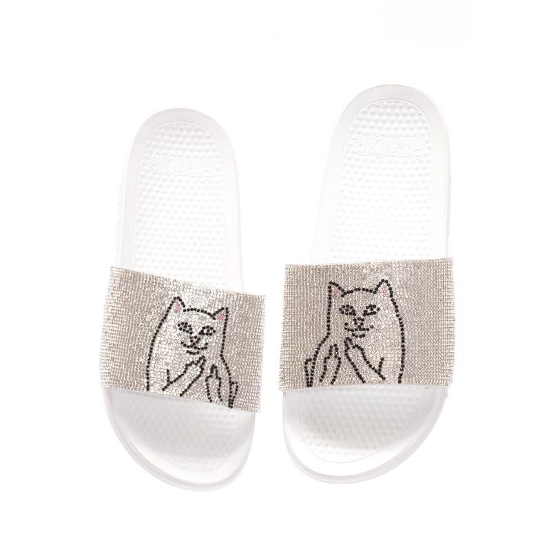 White Ripndip Lord Nermal Slides | USADN2981