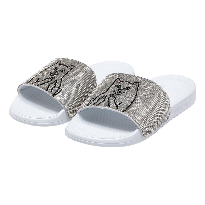 White Ripndip Lord Nermal Slides | USADN2981