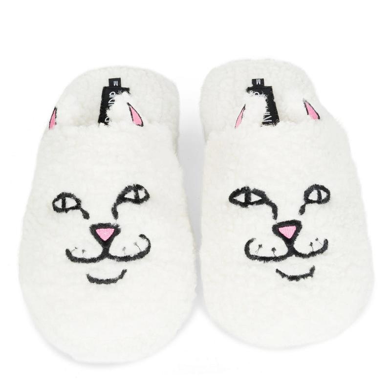 White Ripndip Nerm Face Fuzzy House Slippers | USAOR3003