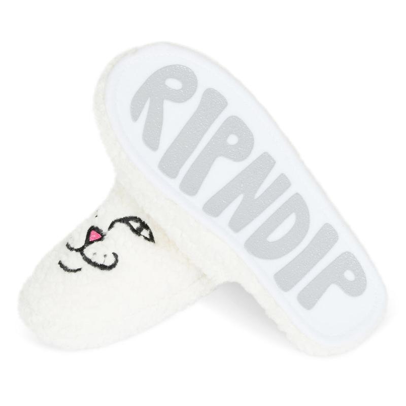 White Ripndip Nerm Face Fuzzy House Slippers | USAOR3003