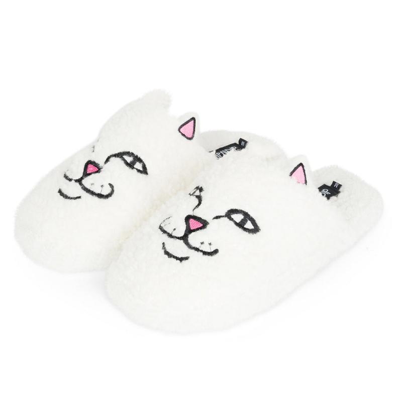 White Ripndip Nerm Face Fuzzy House Slippers | USAOR3003