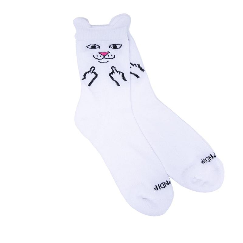 White Ripndip Nerm Face Mid Socks | USANB2353