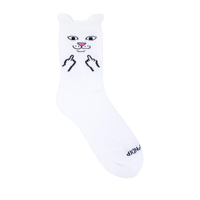 White Ripndip Nerm Face Mid Socks | USANB2353