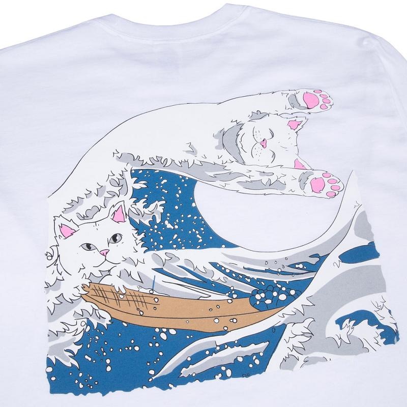 White Ripndip The Great Wave Of Nerm Long Sleeve | USAZG2566