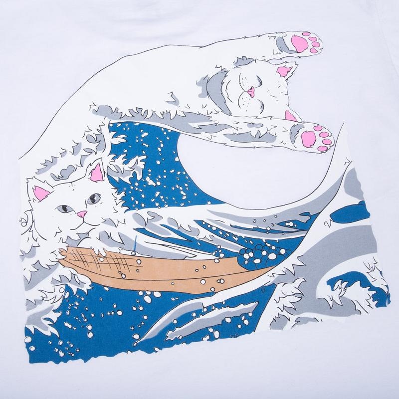 White Ripndip The Great Wave Of Nerm Shirts | USAQZ2682